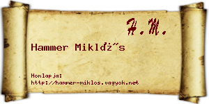 Hammer Miklós névjegykártya