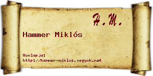 Hammer Miklós névjegykártya